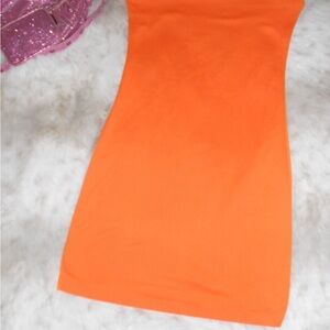 Vibrant Orange Bodycon Tube Top Dress